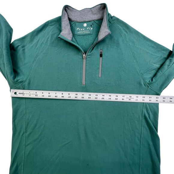 Free Fly 1/4 Zip Shirt Mens Large Green Performance Casual Fleece Pullover - Picture 10 of 11